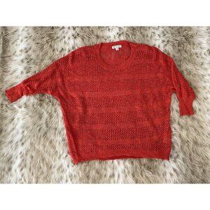 Anthropologie AphOrism Sweater Cowlneck Short Sleeves Vibrant Orange Size:S